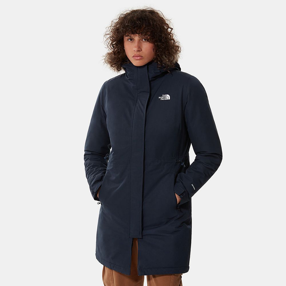 The North Face Waterproof Jackets Womens Australia - The North Face Zaneck Parka Navy Dryvent (WRF-6